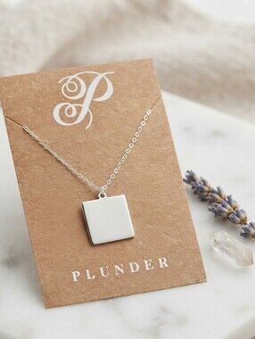 Plunder Sterling Silver Square Pendant Necklace - Silver